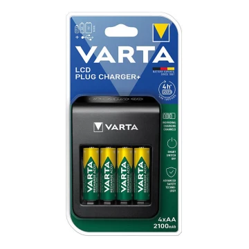Varta 57687101441 - LCD Batterioplader 4xAA/AAA 2100mAh 230V