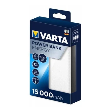 Varta 57977101111 - Powerbank ENERGY 15000 mAh/2x2,4V hvid