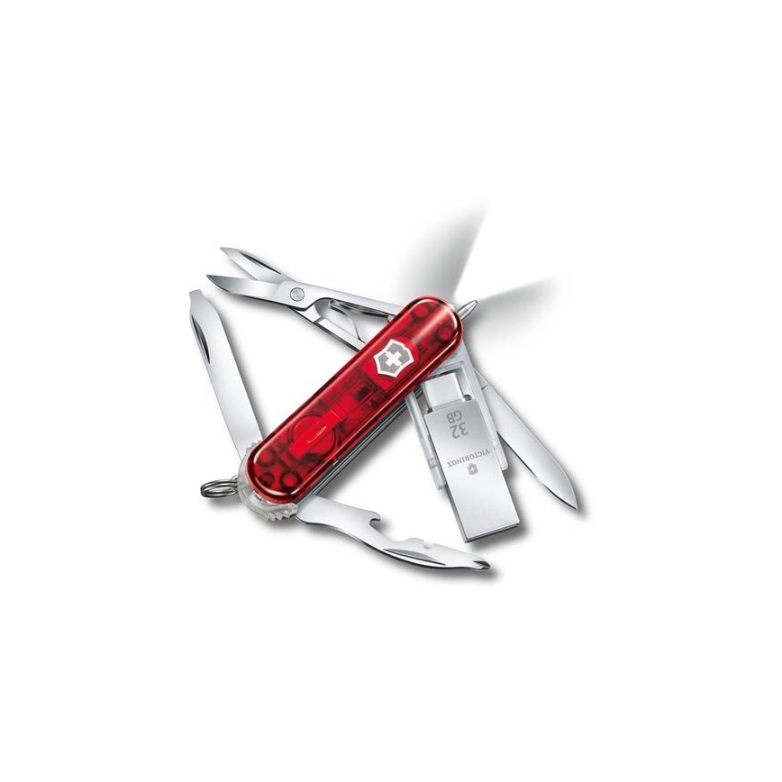 Victorinox - Multifunktionel lommekniv med USB-nøgle 6 cm/11 funktioner rød