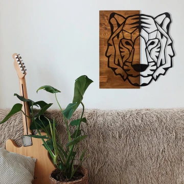 Vægdekoration 56x58 cm tiger metal/træ