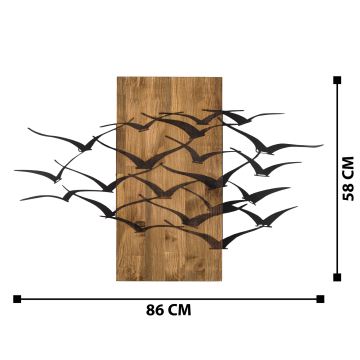 Vægdekoration 86x58 cm fugle træ/metal