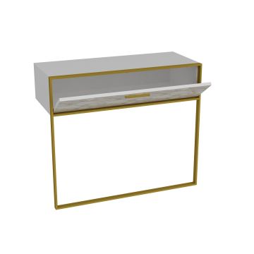 Væghængt bord POLKA 76,8x90 cm guldfarvet/hvid