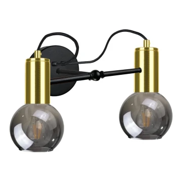 Væglampe LIVA 2xE27/60W/230V sort/gylden