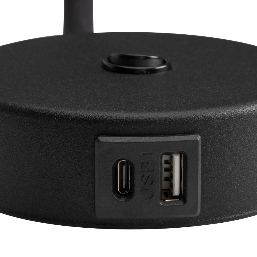 Væglampe med USB port LAGOS 1xG9/6W/5V sort/guldfarvet