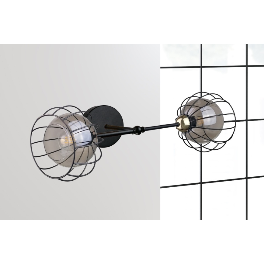 Væglampe SOLO BLACK 2xE27/60W/230V sort/gylden