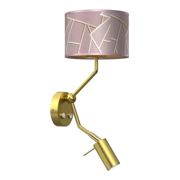 Væglampe ZIGGY 1xE27/40W/230V + 1xGU10/MR11/7W pink/guldfarvet
