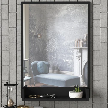 Vægspejl med hylde COSTA 75x45 cm sort