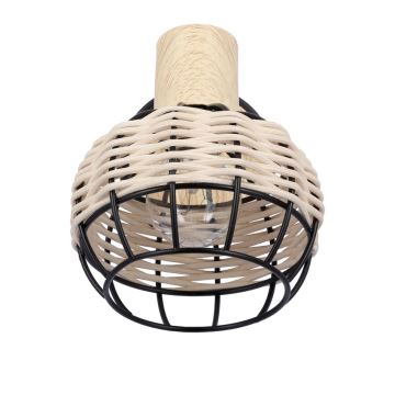 Vægspot TAJGA 1xE14/40W/230V Rattan/sort