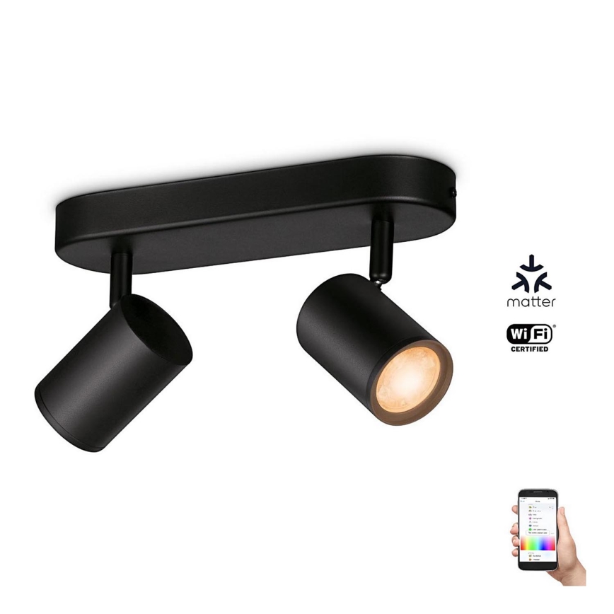 WiZ - LED RGBW Spotlampe dæmpbar IMAGEO 2xGU10/4,9W/230V 2200-6500K Wi-Fi CRI 90 sort