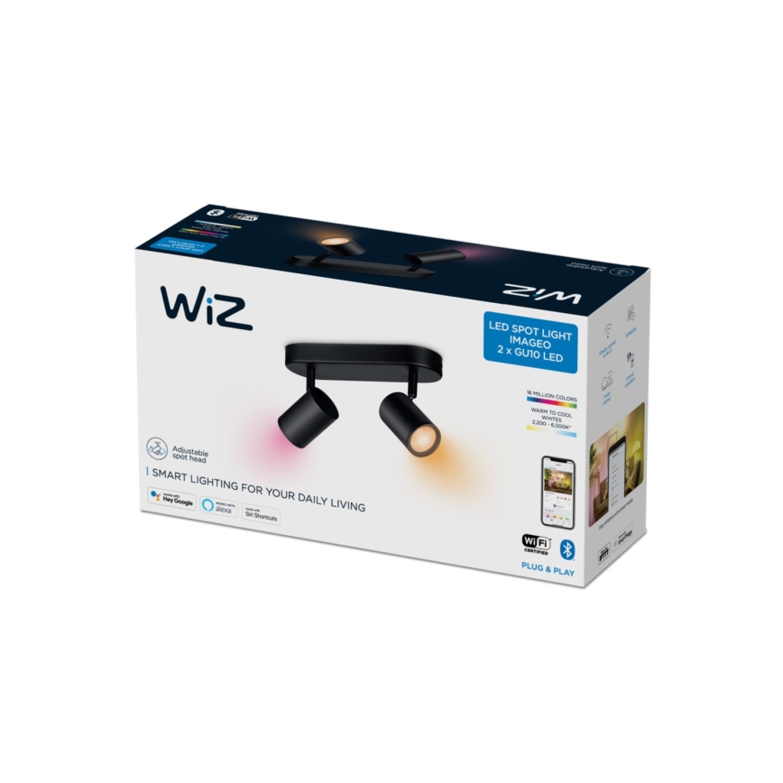 WiZ - LED RGBW Spotlampe dæmpbar IMAGEO 2xGU10/4,9W/230V 2200-6500K Wi-Fi CRI 90 sort