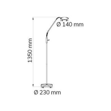 Wofi 3446.01.32.7000 - LED gulvlampe dæmpbar ORTA LED/12W/230V messing