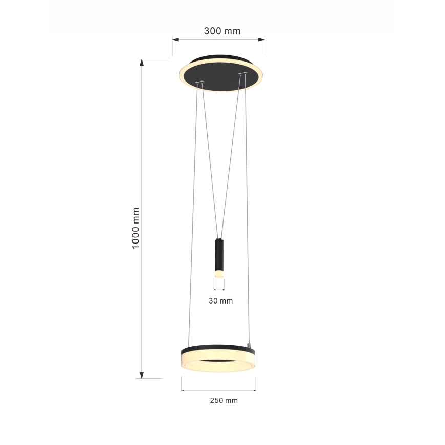 Wofi 6054-302 - LED pendel dæmpbar JESSE LED/15,5W/230V sort