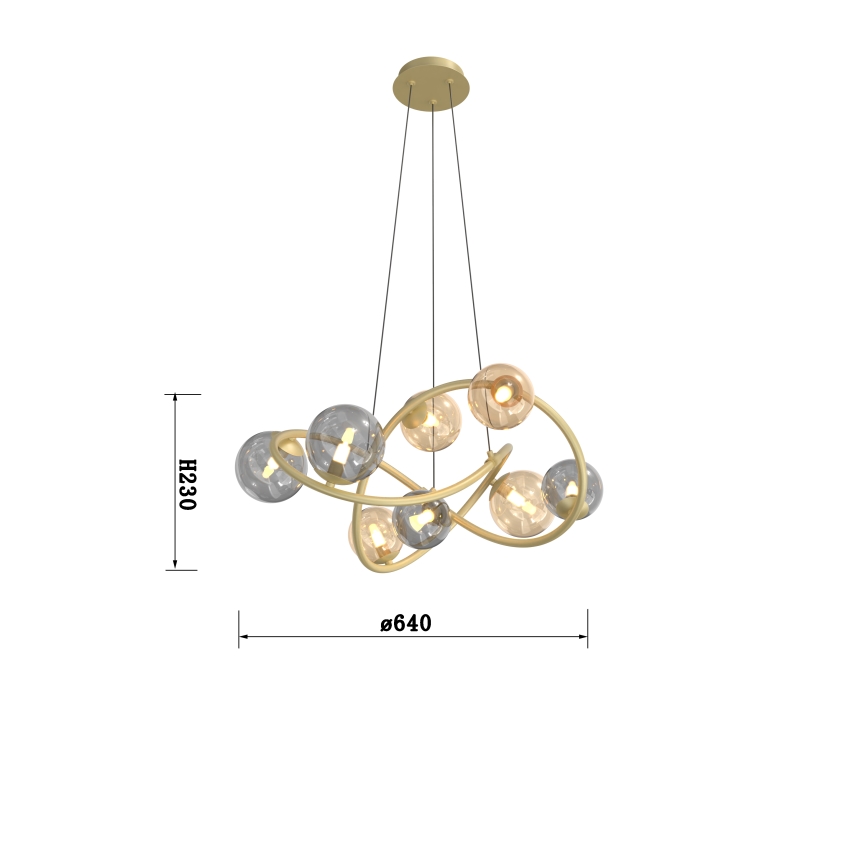 Wofi 7014-804 - LED pendel NANCY 8xG9/3,5W/230V guldfarvet/grå