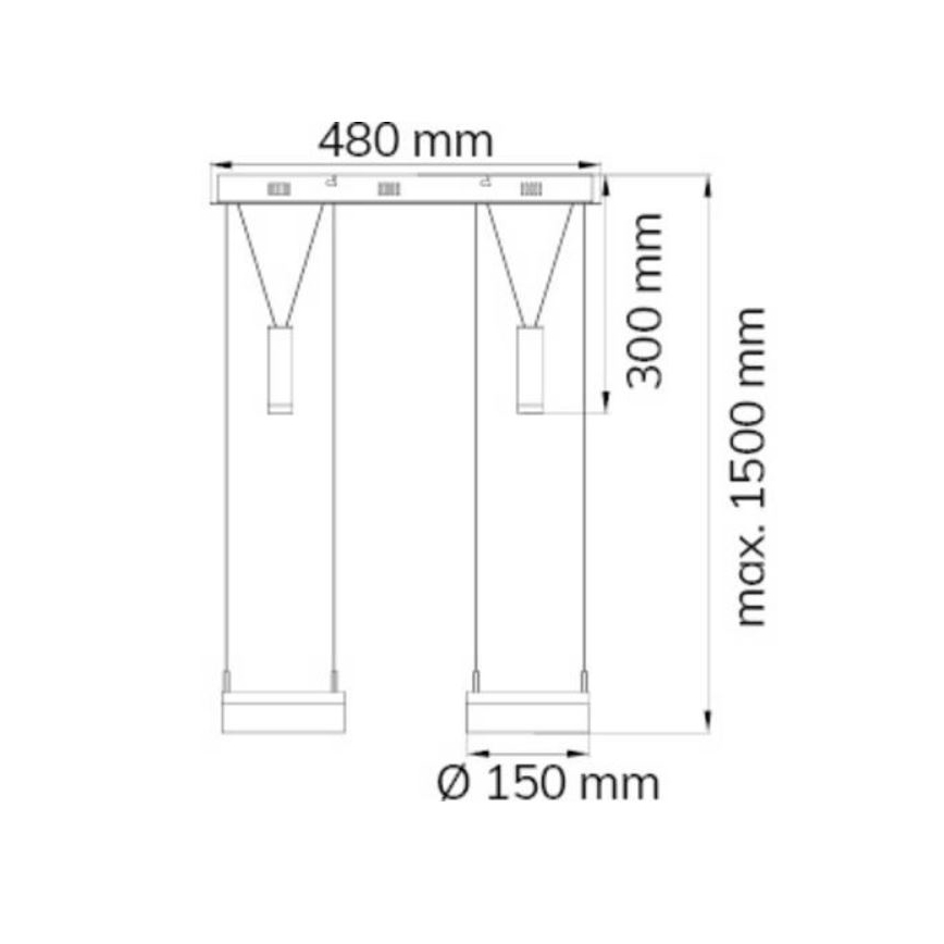 Wofi 7263.04.54.6000 - LED pendel dæmpbar JETTE 2xLED/7,5W/230V + 2xLED/1W