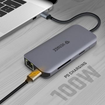 Yenkee - Adapter med flere porte 8-i-1 USB type C