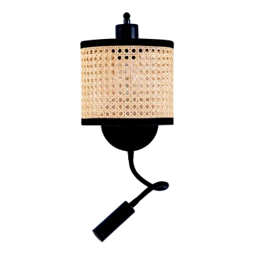 Zambelis 20355 - LED væglampe 1xE27/40W + LED/3W/230V Rattan