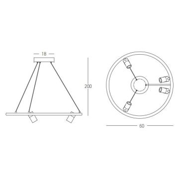 Zambelis 22012 - LED pendel dæmpbar LED/47W/230V diameter 60 cm sort