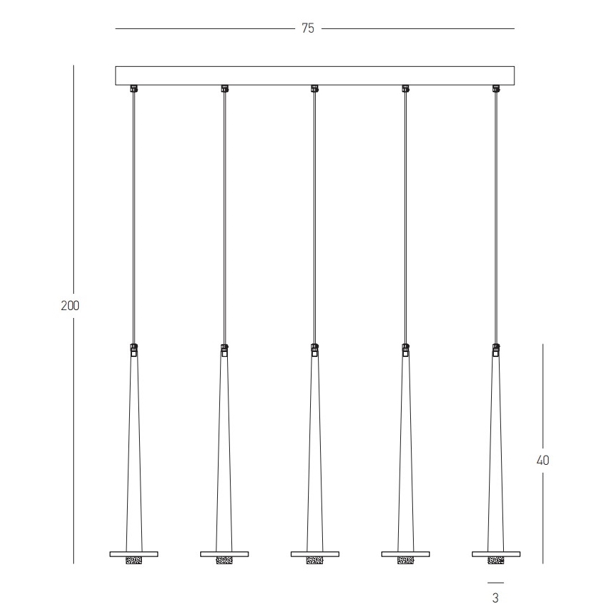 Zambelis 22112 - LED pendel dæmpbar 5xLED/3W/230V CRI90 sort