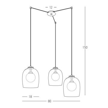 Zambelis 22145 - Pendel 3xG9/5W/230V sort