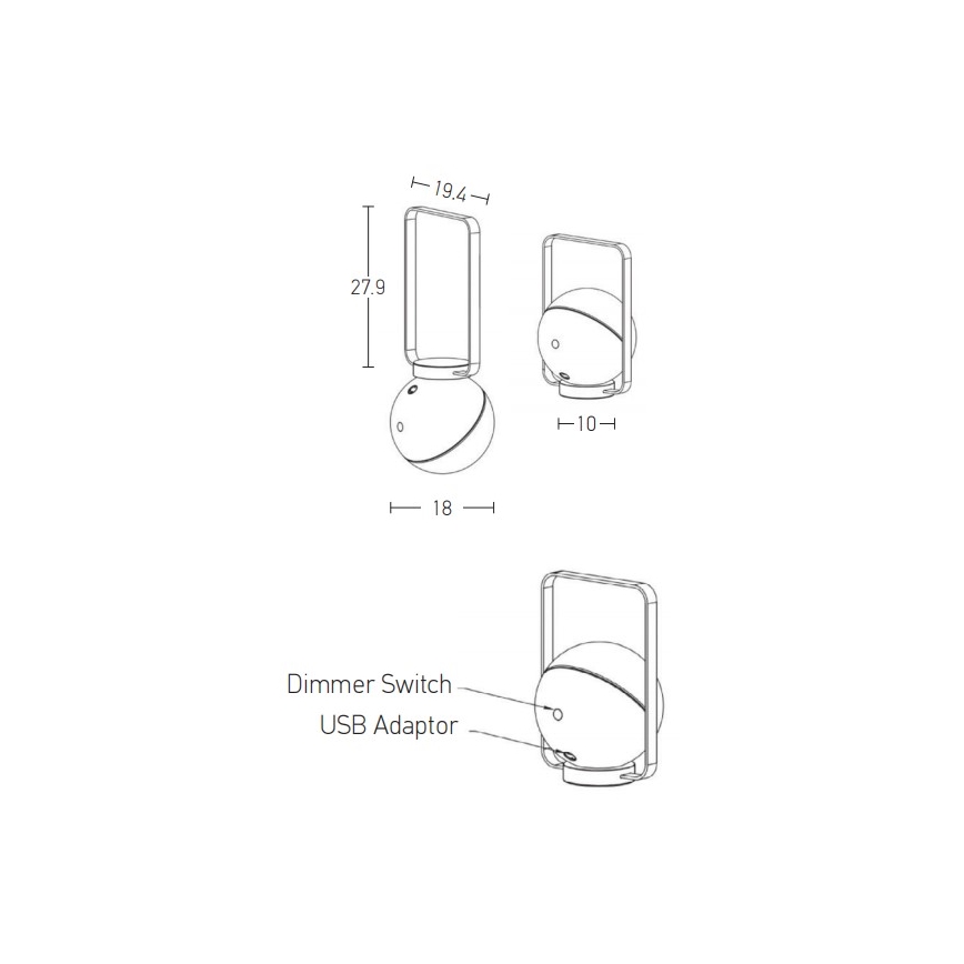 Zambelis E233 - LED udendørslampe dæmpbar LED/1,5W/5V IP44 sort