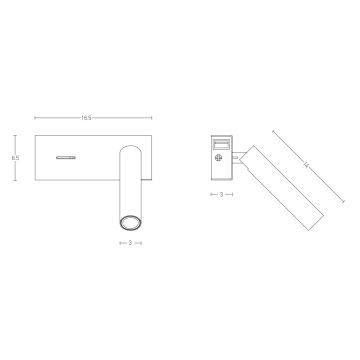 Zambelis H75 - LED væglampe LED/3W/230V USB sort