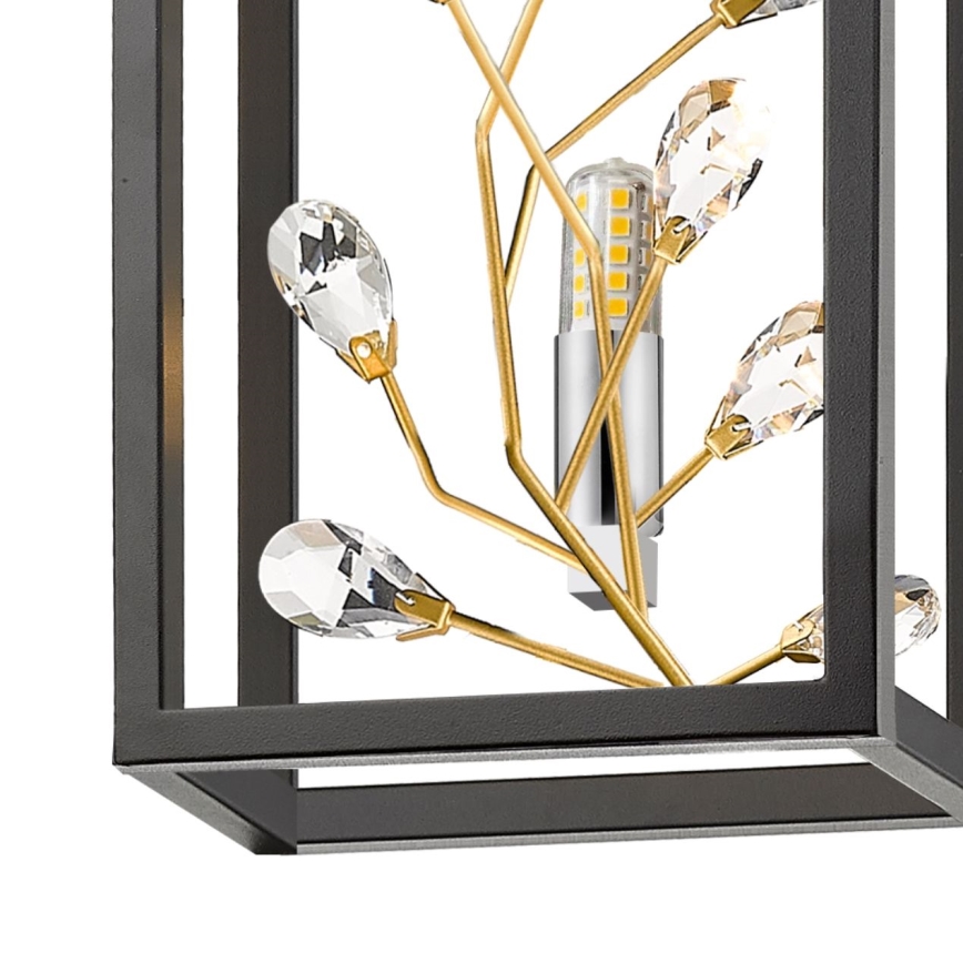 Zuma Line - Væglampe i krystal 1xG9/33W/230V sort/guldfarvet
