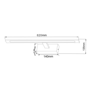 Zuma Line - LED spejllampe til badeværelse LED/20W/230V 62 cm IP44 sort